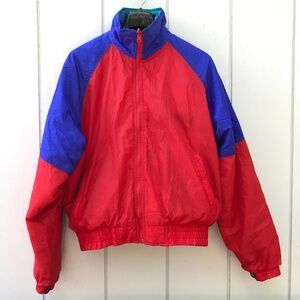 SPORTS AFIELD—Vintage Winter Ski Jacket—Men’s Large—Bright Red & Blue—Nylon—VG+
